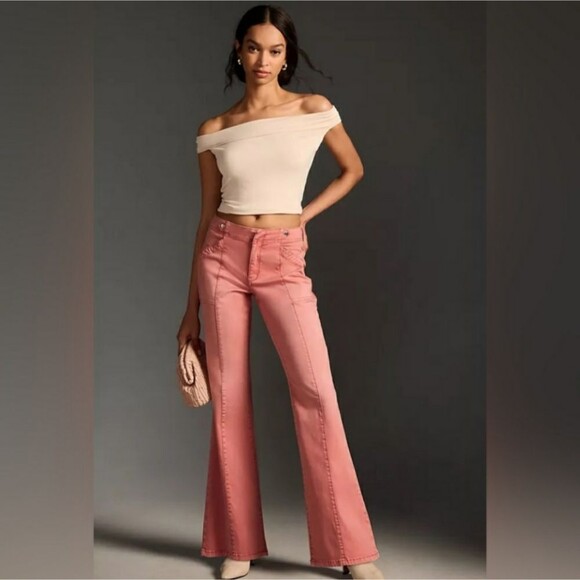 Pilcro Low Rise Utility Demilune Boot Cut Stretchy Pants Rose Women's Size 34 - Picture 2 of 14